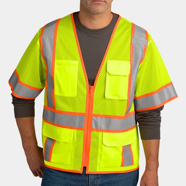 Ansi 107 Class 3 Surveyor Mesh Zippered Two Tone Short Sleeve Vest Thumbnail