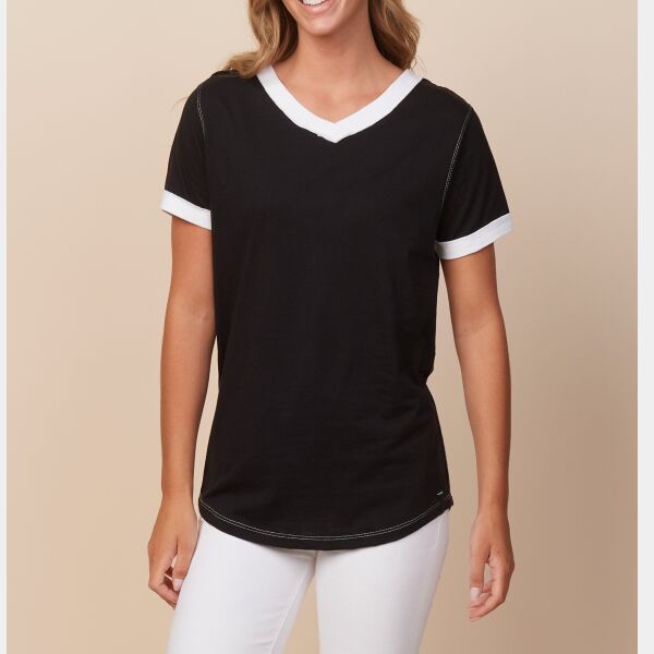 Ladies V-Neck Ringer Tee Thumbnail